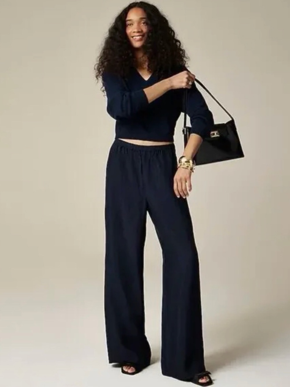 J CREW Stratus pant in textured satin in Navy size XXS Flaw